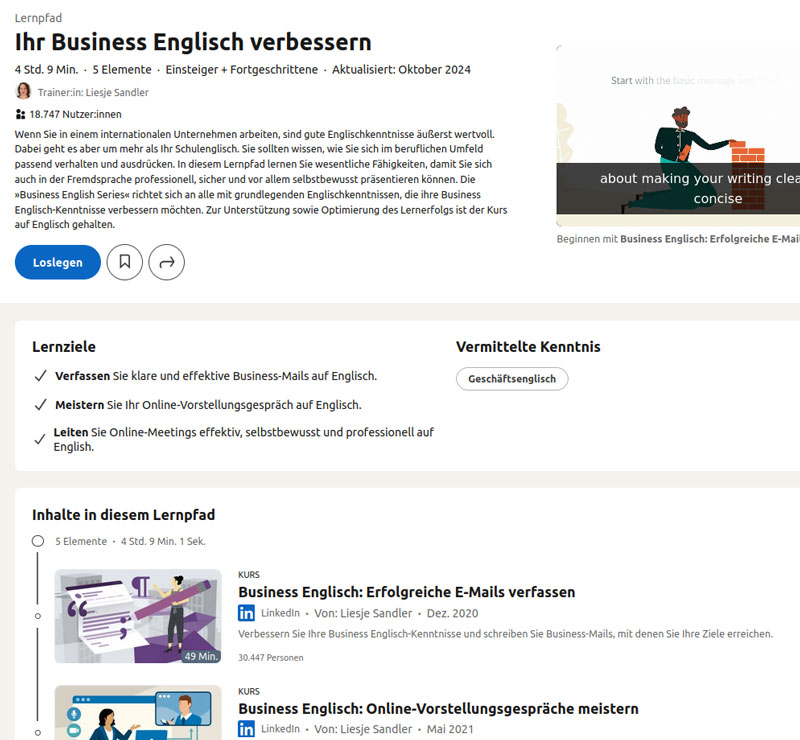 Linkedin Learning Lernpfad
