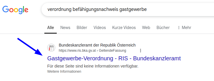 Verordnung Gastgewerbe